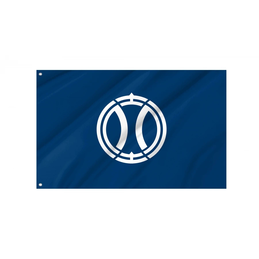 Yotsukaido Chiba municipal flag with circular kanji emblem