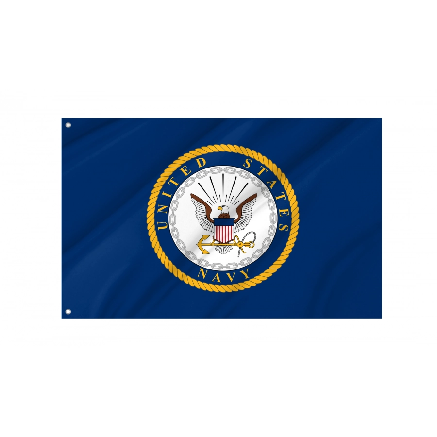 Us Navy Emblem Flag, Heavy Duty Navy Naval Military Flags -United State Navy Flags - High Quality United States for Indoor and Outdoor Use