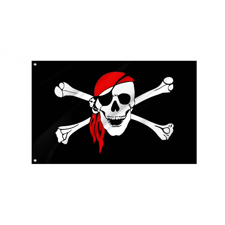 Jolly Roger With Red Bandana Flag for Indoor & Outdoor Use, PIRATE32