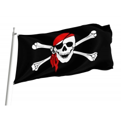 Jolly Roger With Red Bandana Flag for Indoor & Outdoor Use