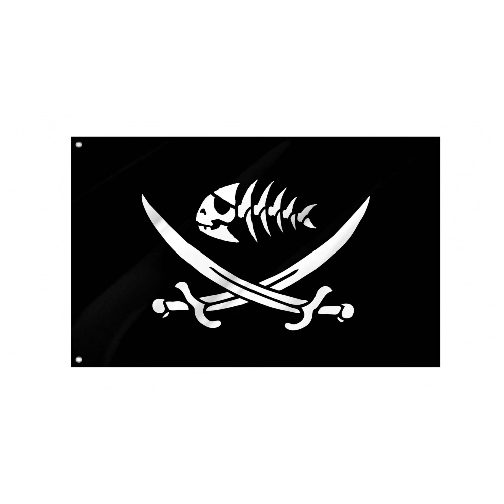 Pirate Fish Flag with Swords for Indoor & Outdoor Use