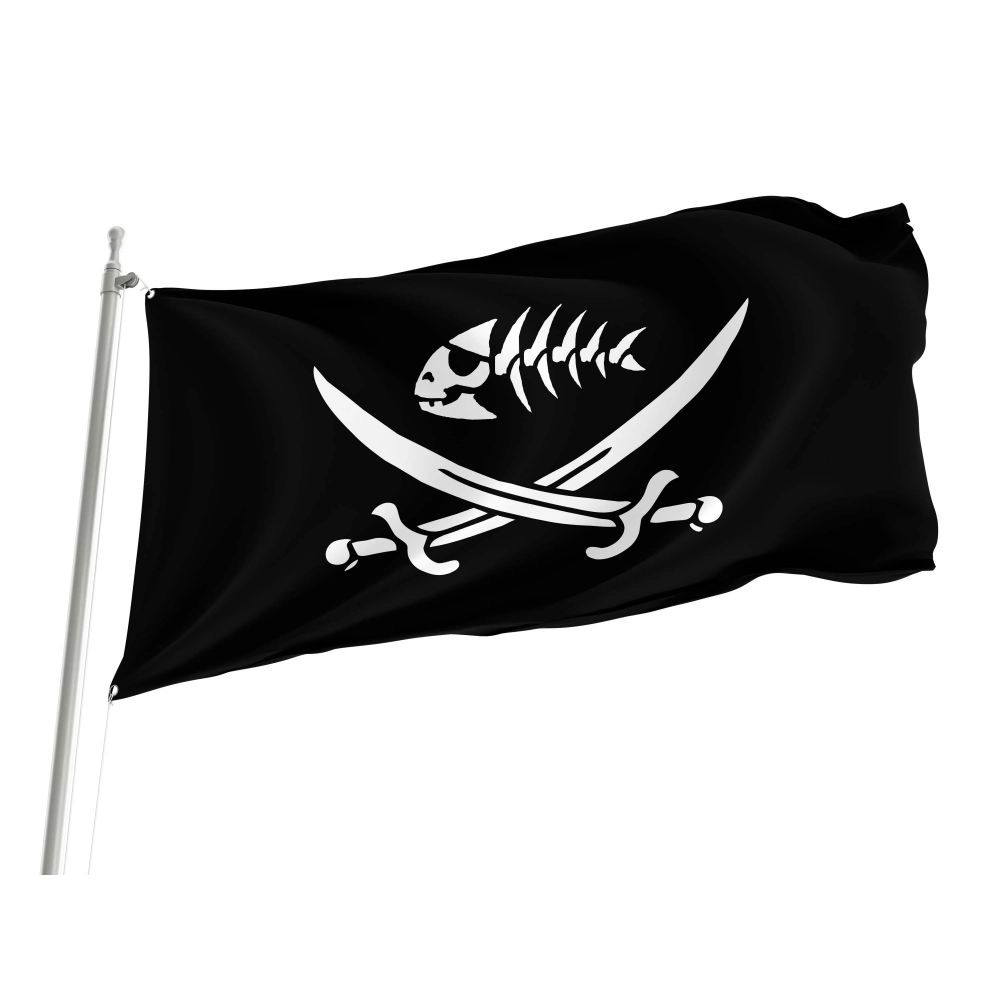 Pirate Fish Flag with Swords for Indoor & Outdoor Use