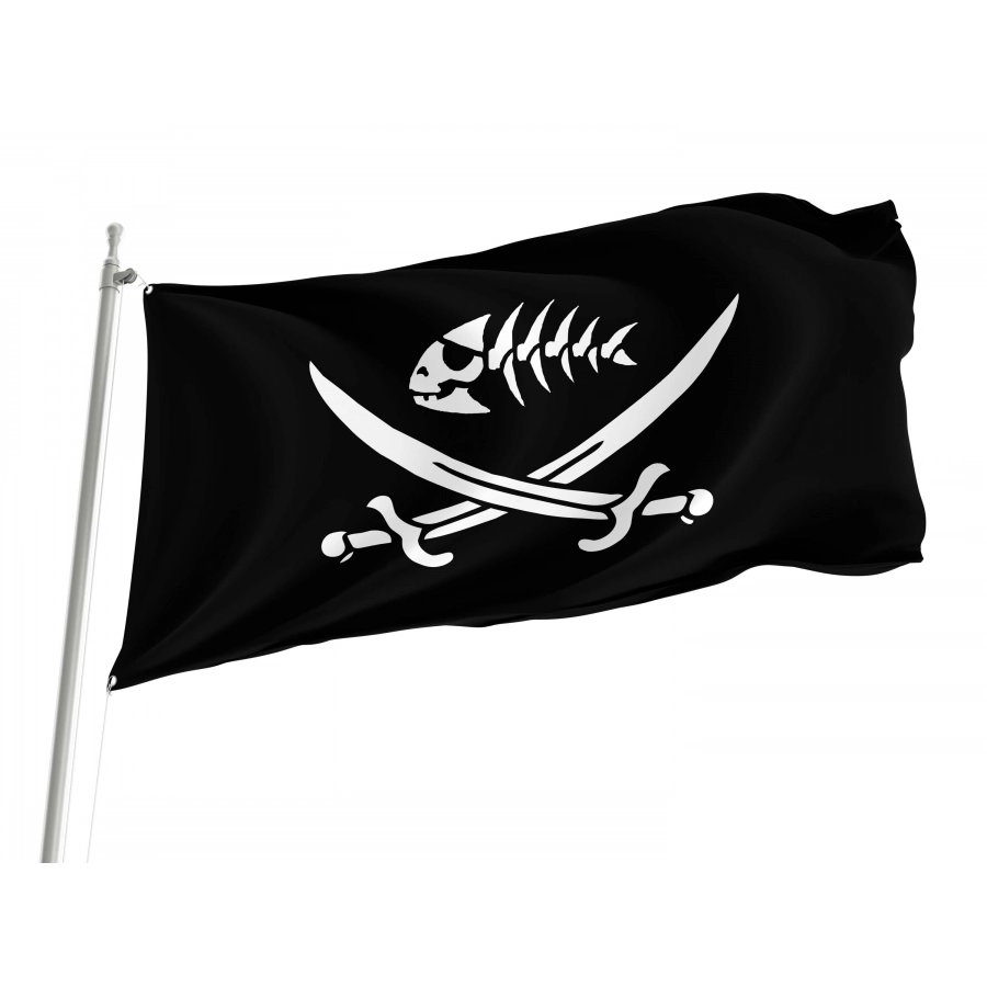 Pirate Fish Flag with Swords for Indoor & Outdoor Use, PIRATE39