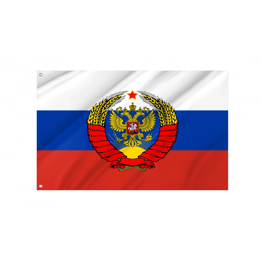 Flag Of Russia With Soviet Crest, Patriotic Flags, Unique Design Print, Flags For Indoor & Outdoor Use - High Quality Russia for Indoor and Outdoor Use