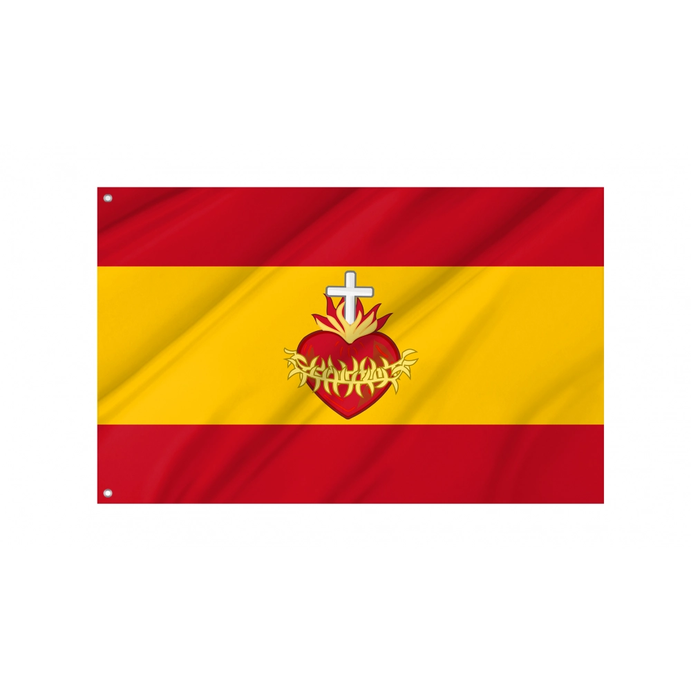 Spain with Sacred Heart Flag for Indoor & Outdoor Use