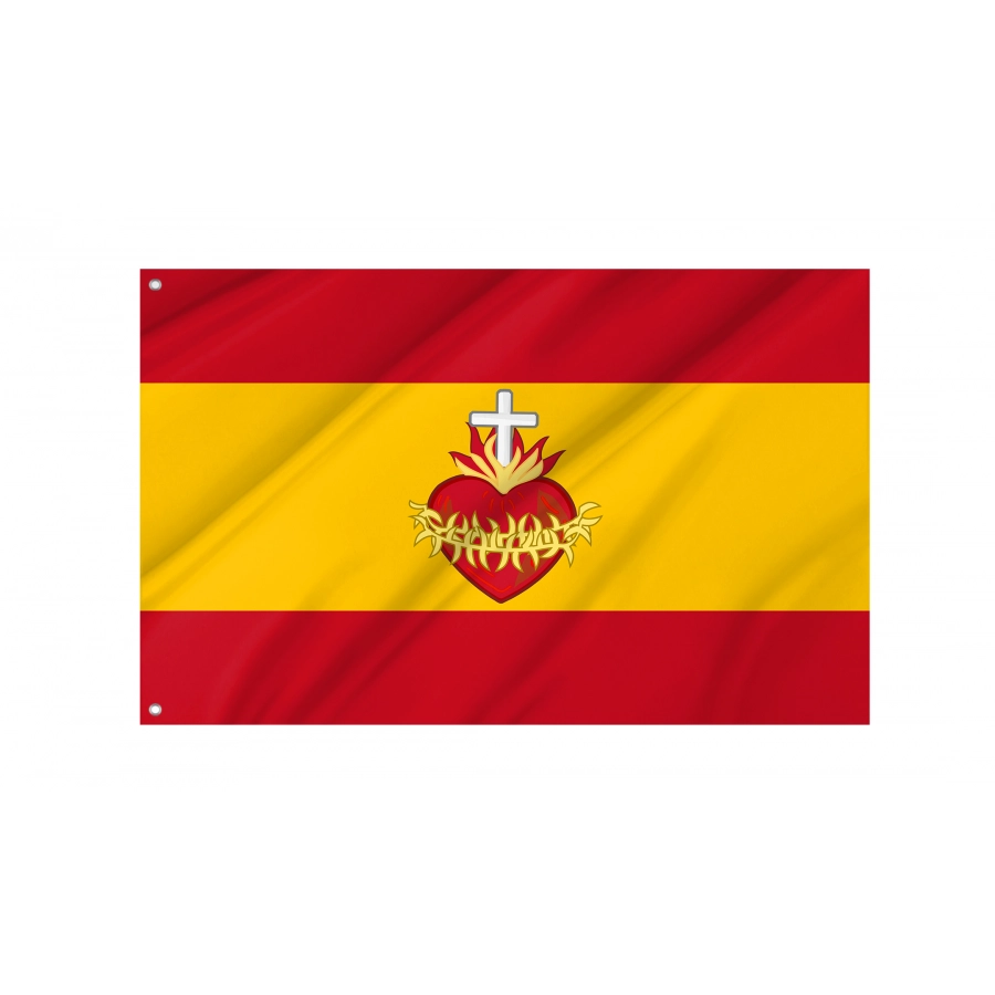 Flag Of Spain With Sacred Heart, Unique Design Print, Flags For Indoor & Outdoor Use - High Quality Spain for Indoor and Outdoor Use