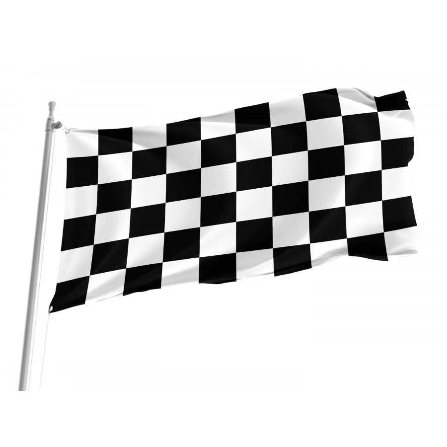 Checkered Racing Black White, Patriotic Flags, Unique Design Print, Flags for Indoor & Outdoor Use