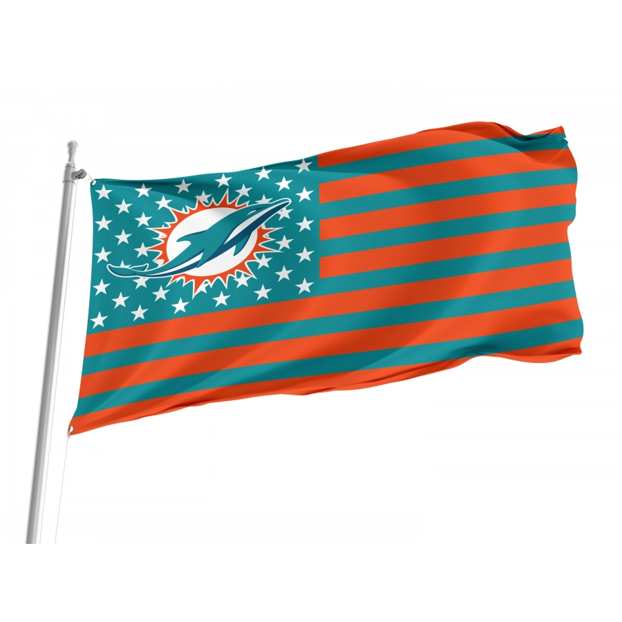 Miami Dolphins USA American Nation Stripes Flag, Sport Flags, Unique Design Print, Flags for Indoor & Outdoor Use