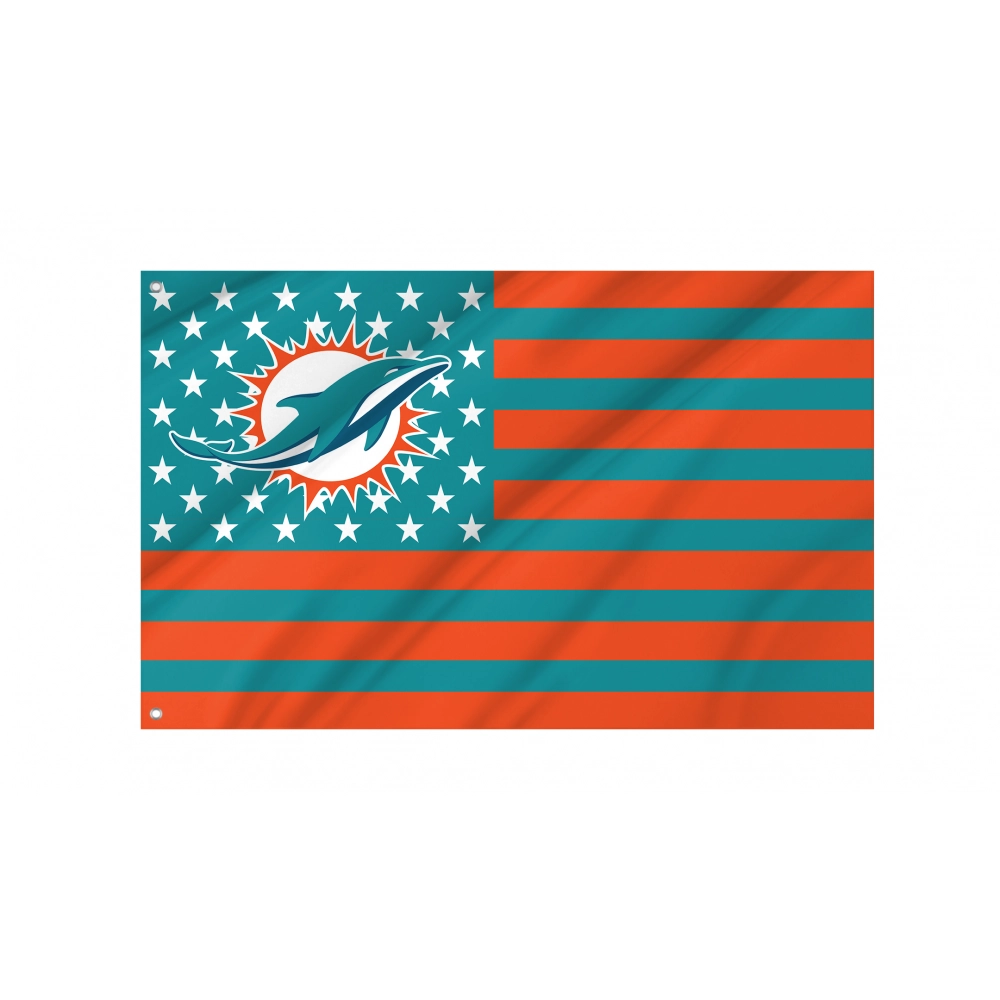 Miami Dolphins USA American Nation Stripes Flag for Indoor & Outdoor Use