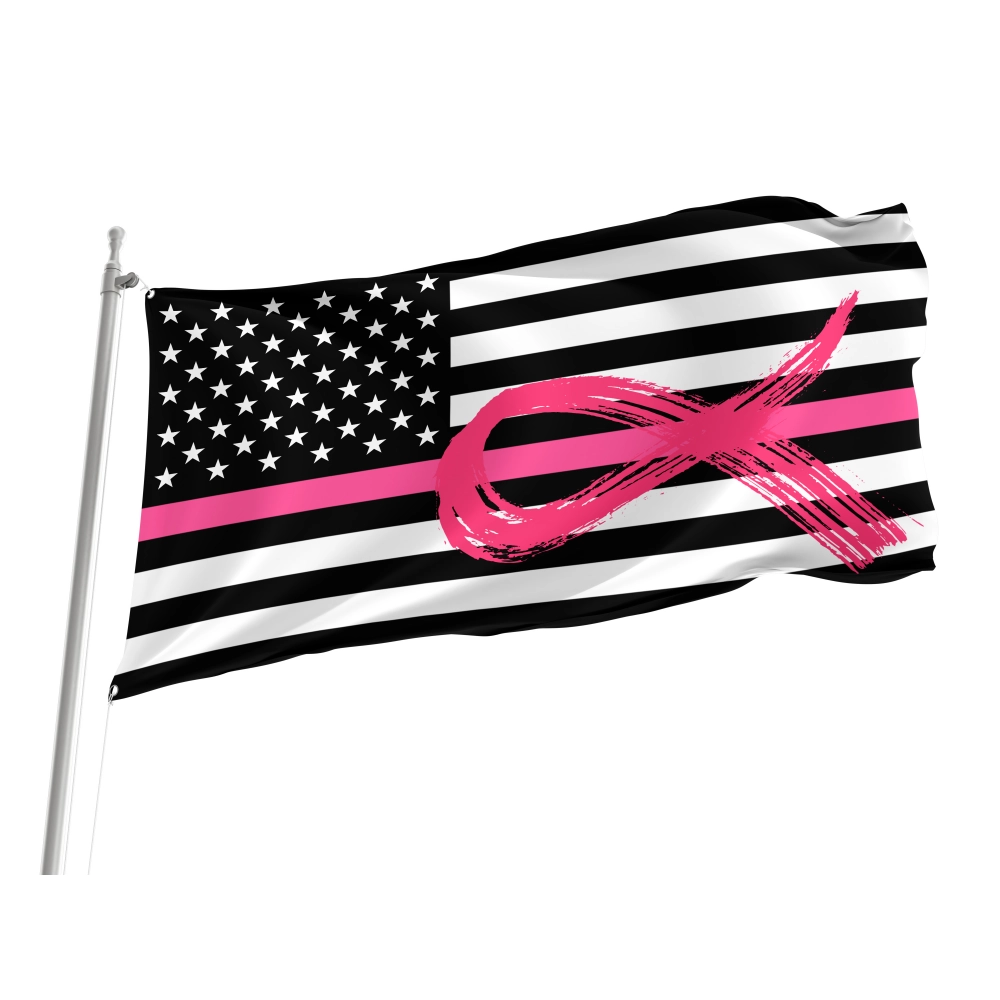 Breast Cancer Awareness Ribbon Flag for Indoor & Outdoor Use