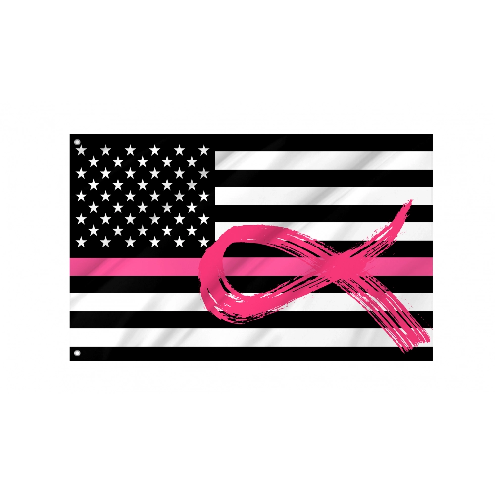 Breast Cancer Awareness Ribbon Flag for Indoor & Outdoor Use