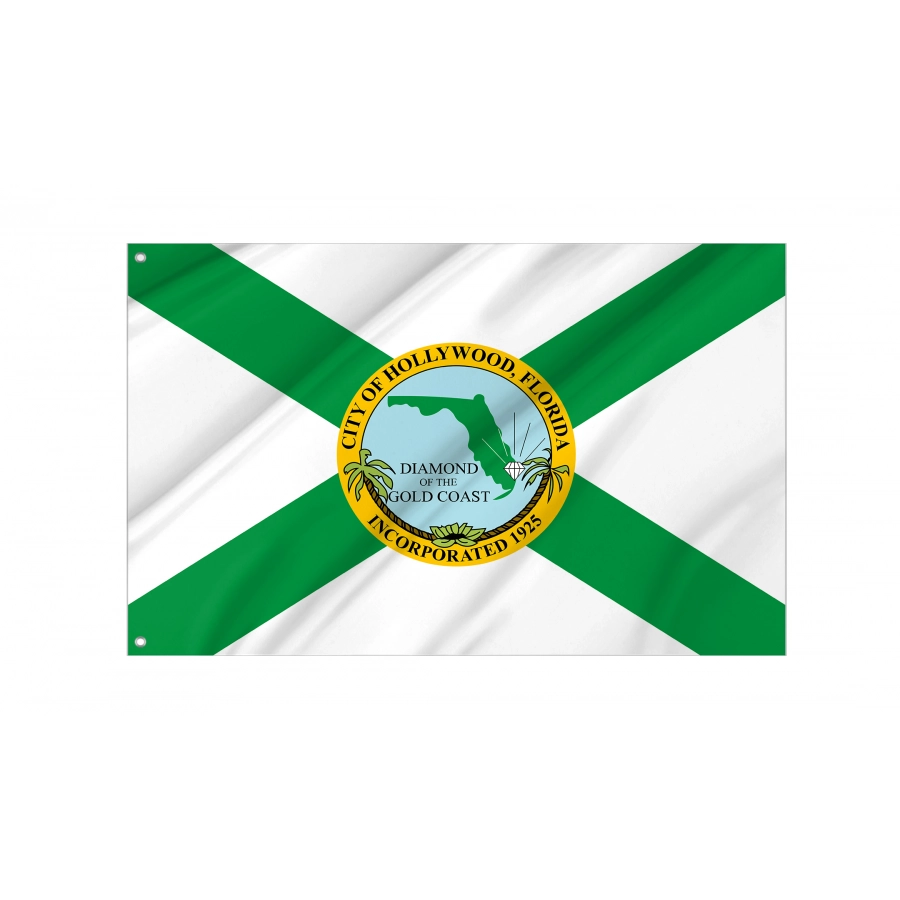 Flag of Hollywood, Florida, Patriotic Flags, Unique Design Print, Flags for Indoor & Outdoor Use
