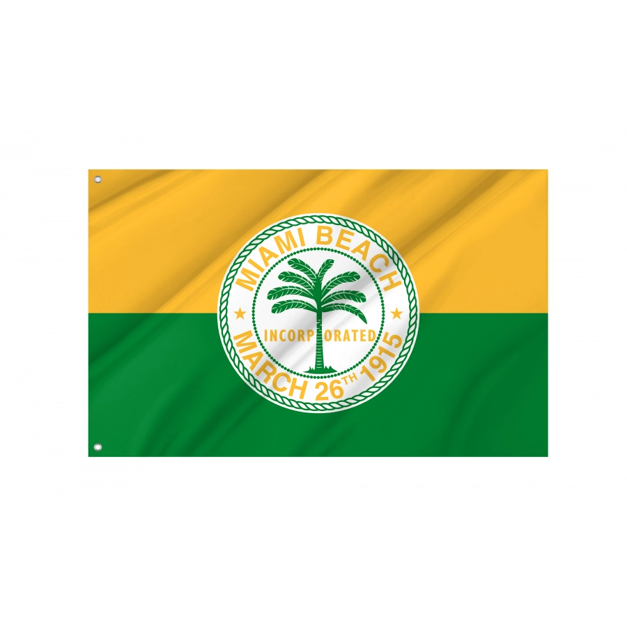 Flag of Miami Beach, Florida, Patriotic Flags, Unique Design Print, Flags for Indoor & Outdoor Use