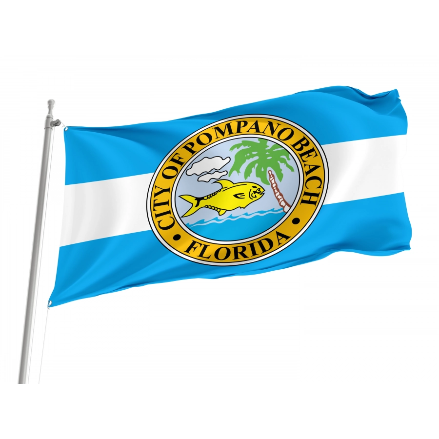 Flag of Pompano Beach, Florida, Patriotic Flags, Unique Design Print, Flags for Indoor & Outdoor Use