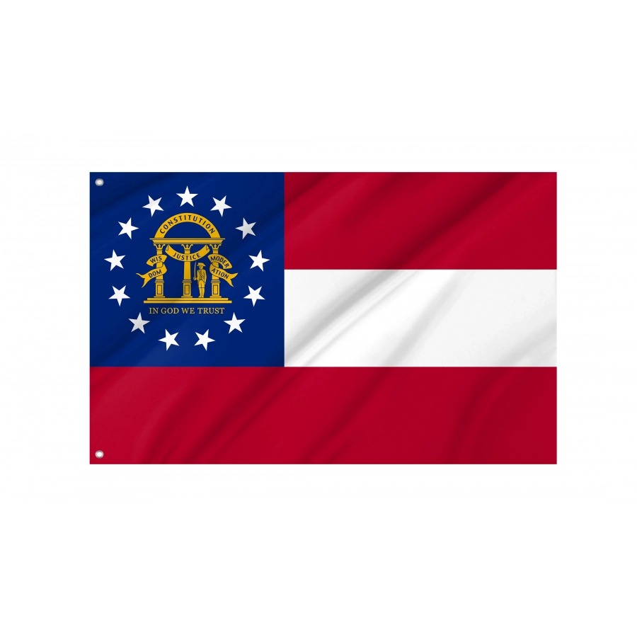 Flag of Georgia State, Patriotic Flags, Unique Design Print, Flags for Indoor & Outdoor Use
