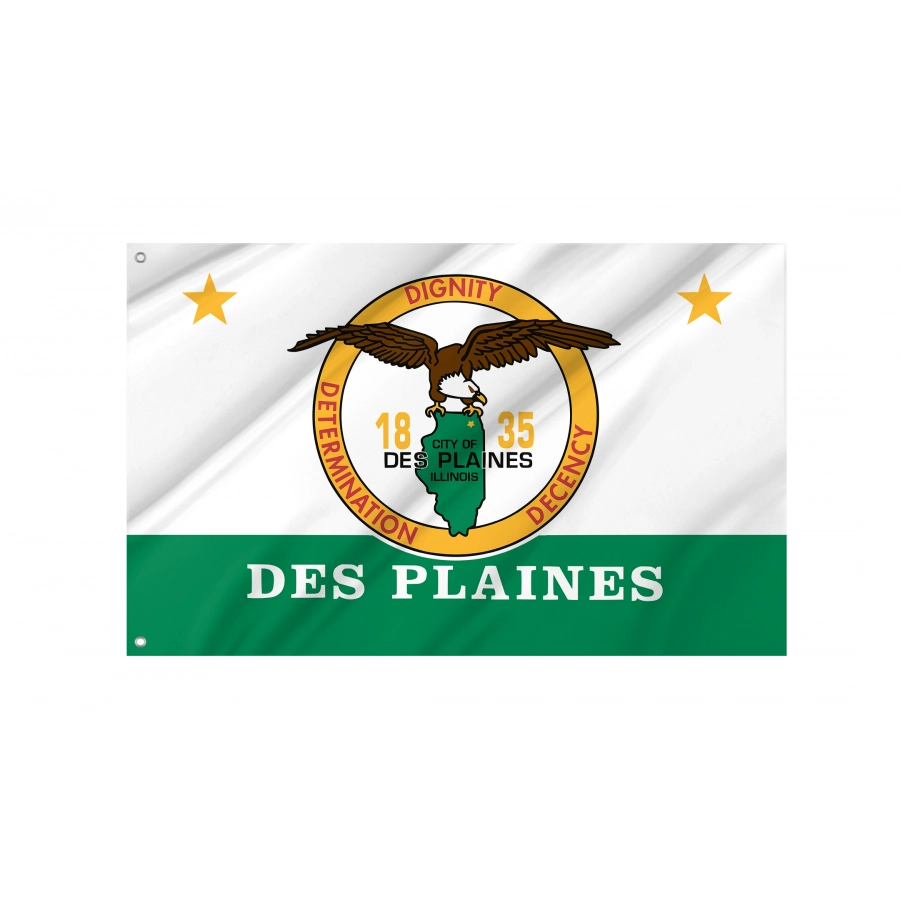 Flag of Des Plaines, Illinois, Patriotic Flags, Unique Design Print, Flags for Indoor & Outdoor Use