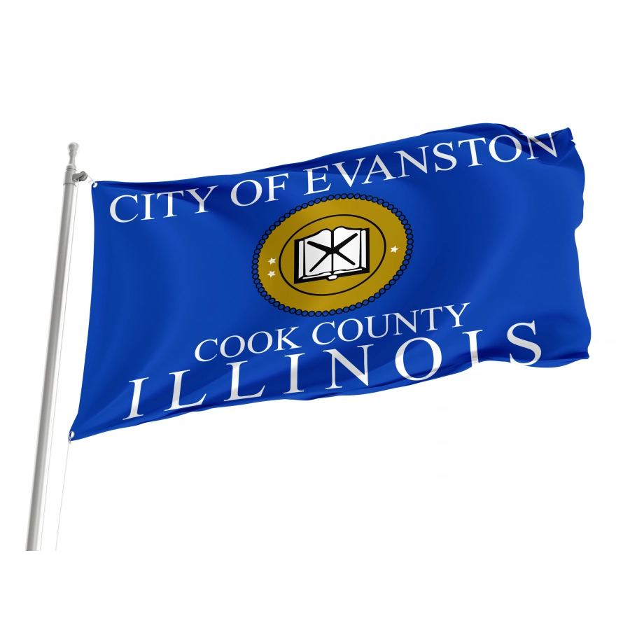 Flag of Evanston, Illinois, Patriotic Flags, Unique Design Print, Flags for Indoor & Outdoor Use