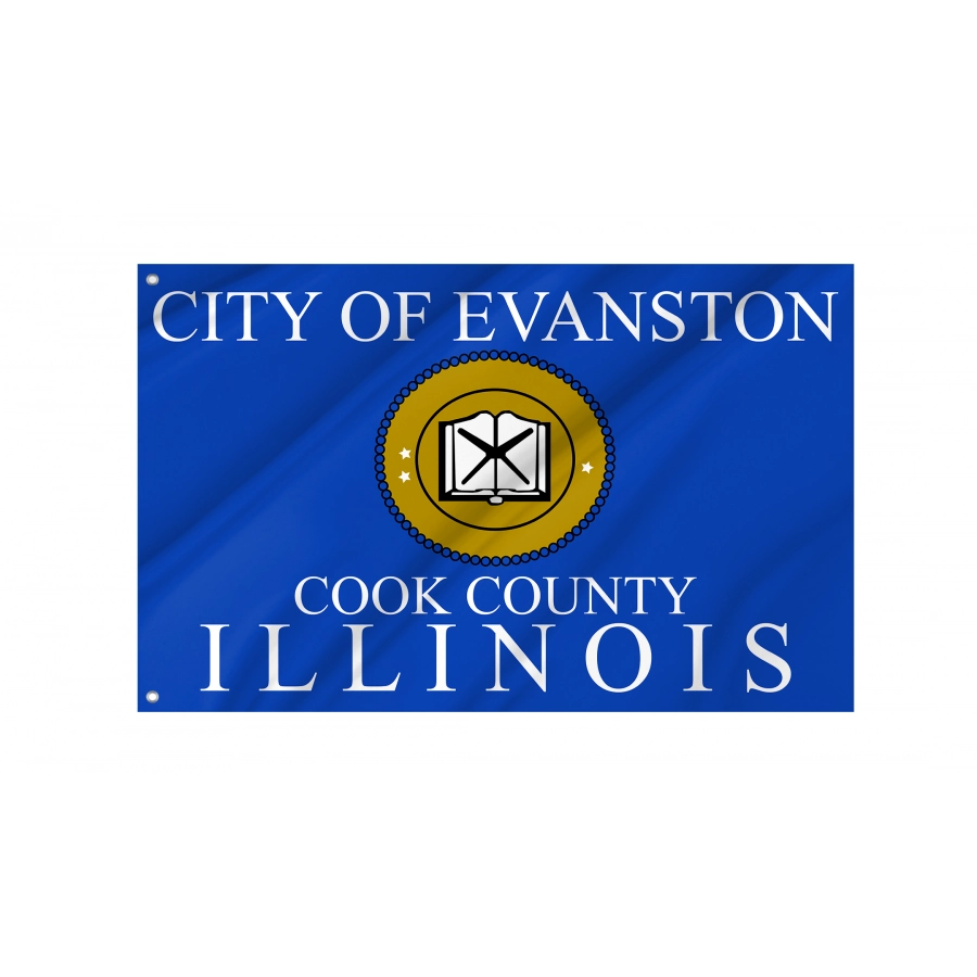 Flag of Evanston, Illinois, Patriotic Flags, Unique Design Print, Flags for Indoor & Outdoor Use