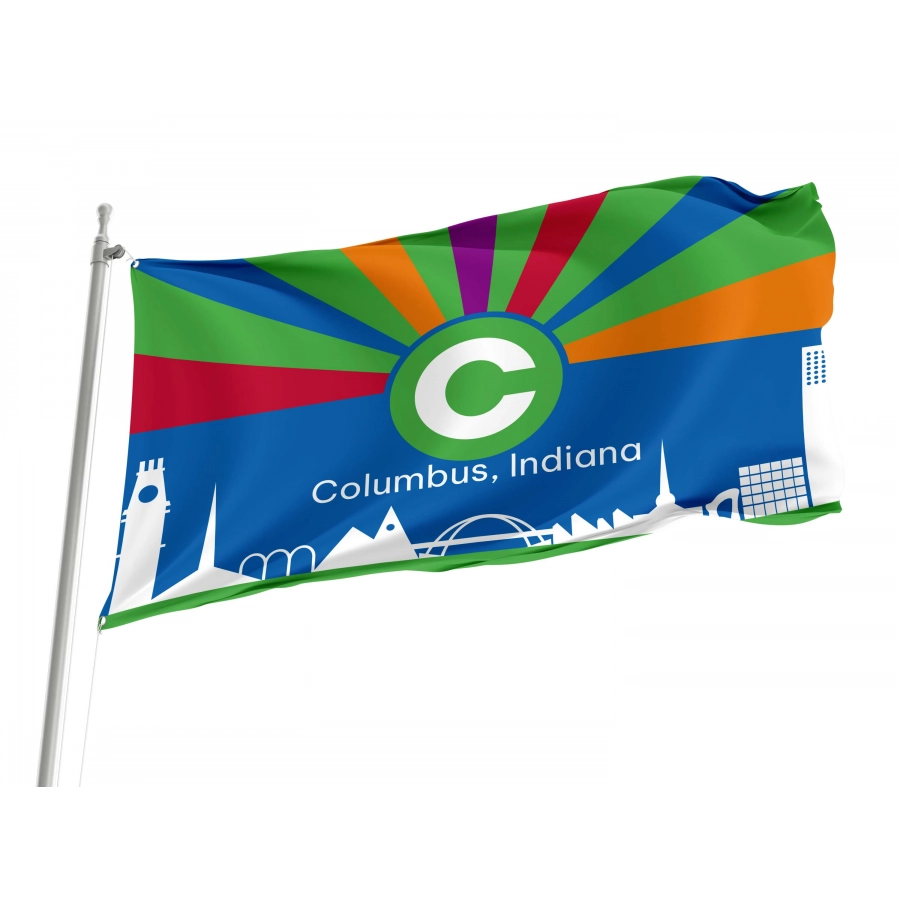 Columbus, Indiana Flag for Indoor & Outdoor Use - Shopflagworld Columbus, Indiana Flag for Indoor & Outdoor Use, USA221