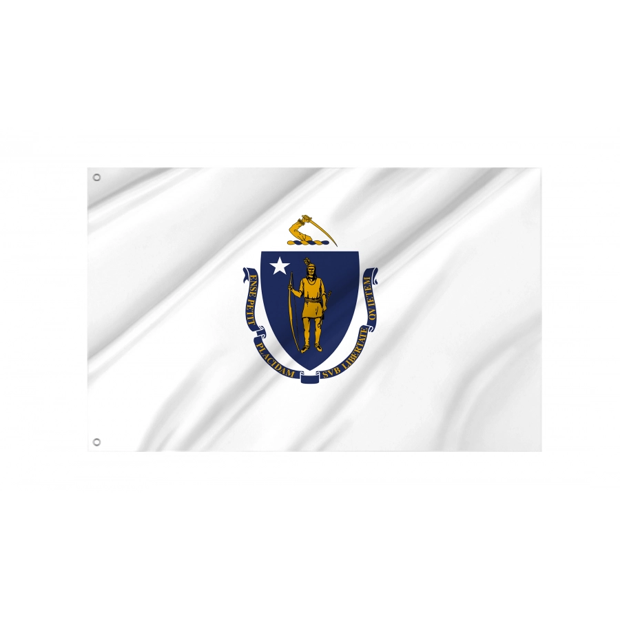 Flag of Massachusetts State, Patriotic Flags, Unique Design Print, Flags for Indoor & Outdoor Use