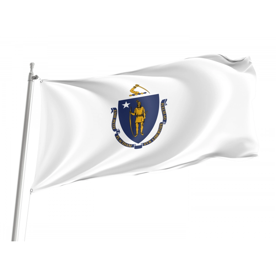Flag of Massachusetts State, Patriotic Flags, Unique Design Print, Flags for Indoor & Outdoor Use