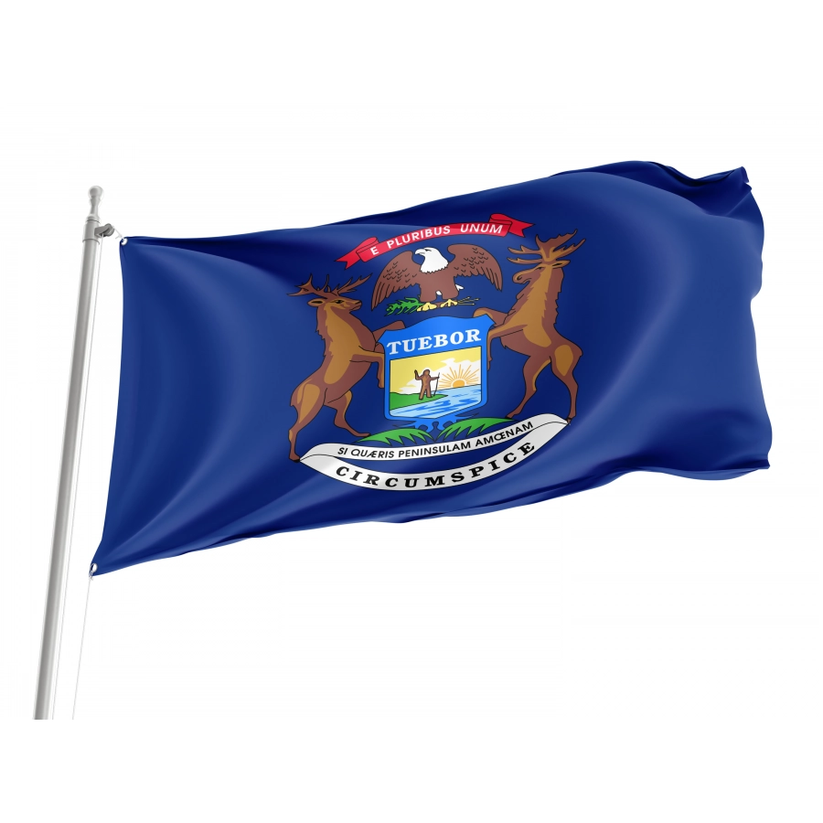 Flag of Michigan State, Patriotic Flags, Unique Design Print, Flags for Indoor & Outdoor Use