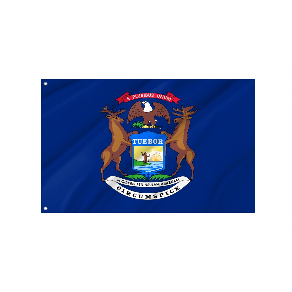Michigan State Flag for Indoor & Outdoor Use Michigan State Flag for Indoor & Outdoor Use