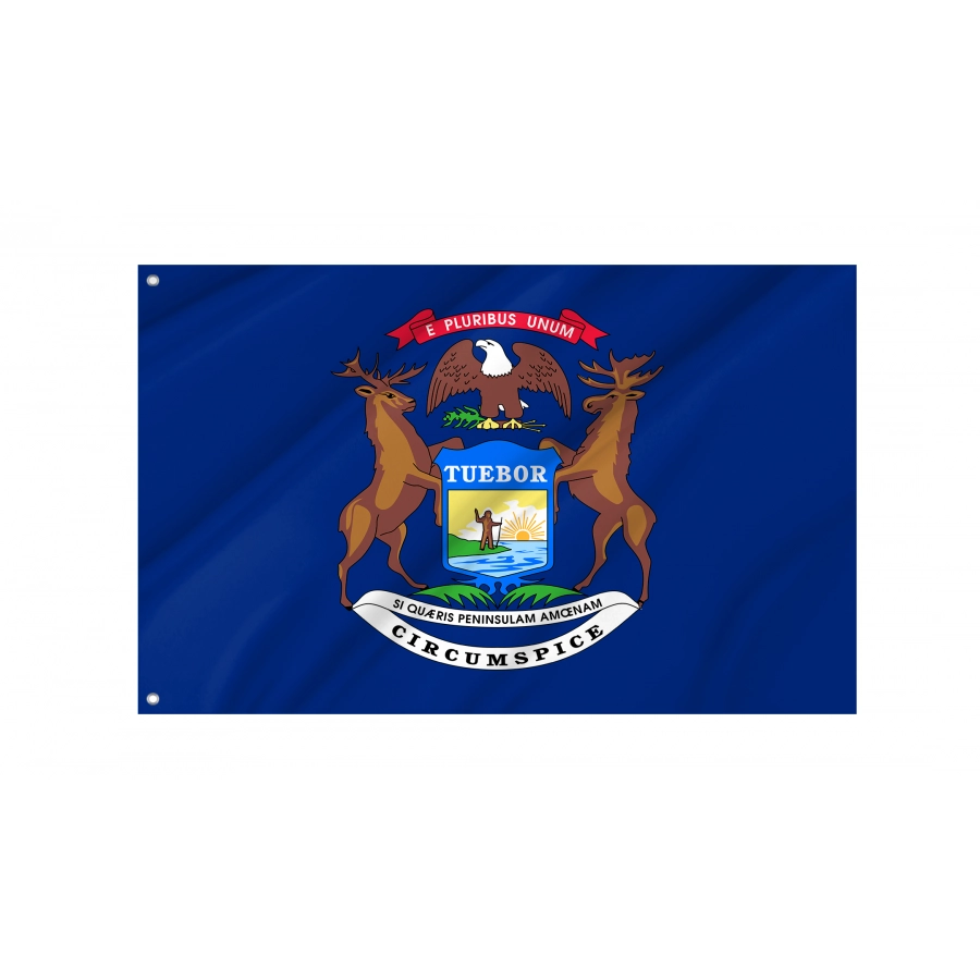 Flag of Michigan State, Patriotic Flags, Unique Design Print, Flags for Indoor & Outdoor Use