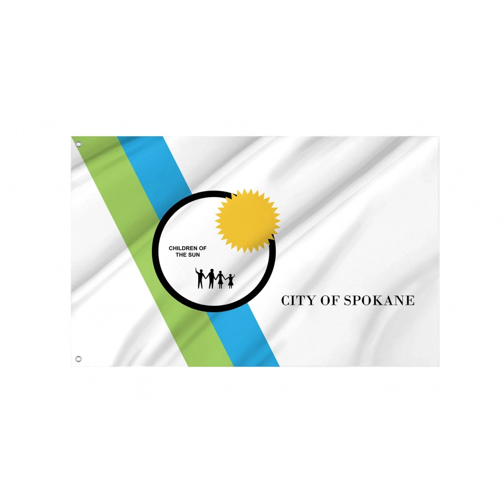 Spokane 1975-2021, Washington Flag for Indoor & Outdoor Use