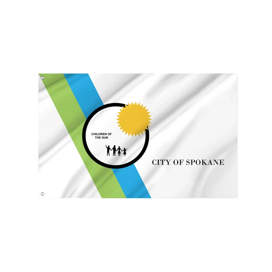 Spokane 1975-2021, Washington Flag for Indoor & Outdoor Use, USA430