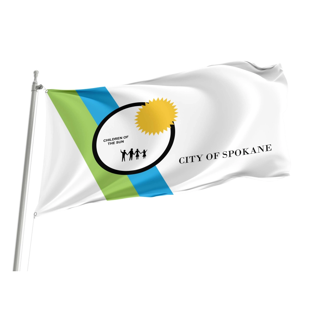 Spokane 1975-2021, Washington Flag for Indoor & Outdoor Use