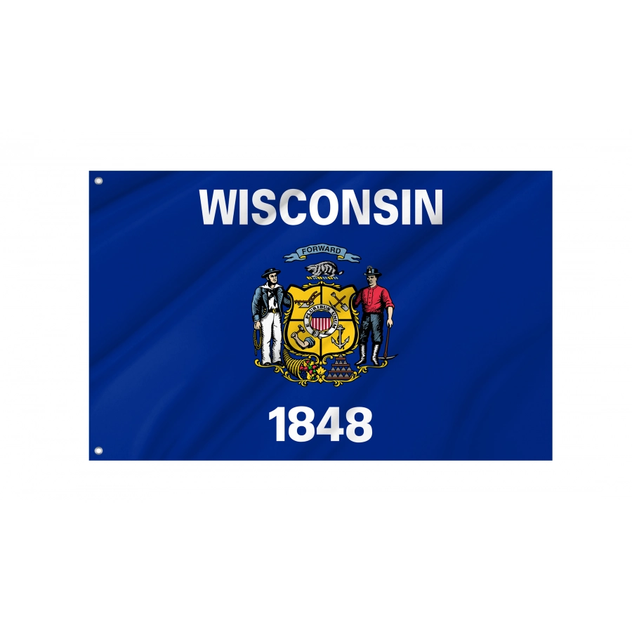 Flag of Wisconsin State, Patriotic Flags, Unique Design Print, Flags for Indoor & Outdoor Use
