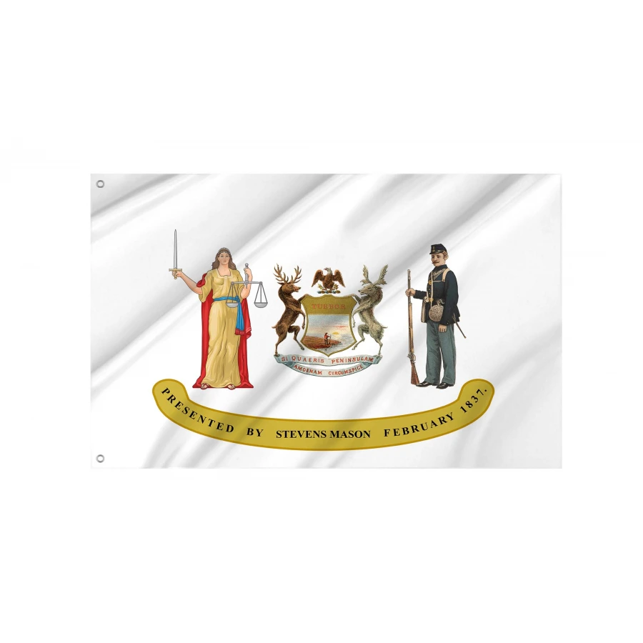 Michigan Obverse 1837-1865 Flag for Indoor & Outdoor Use, USA496