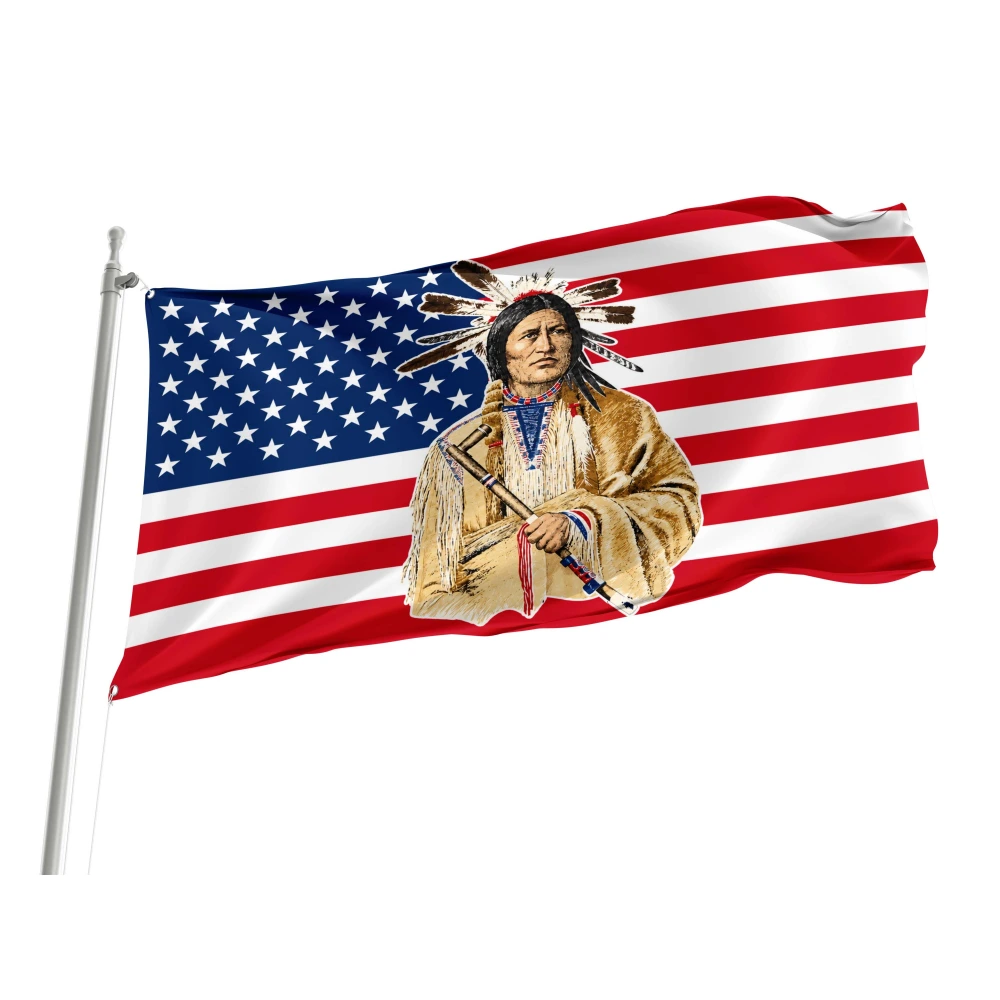 USA Native Portrait Flag for Indoor & Outdoor Use