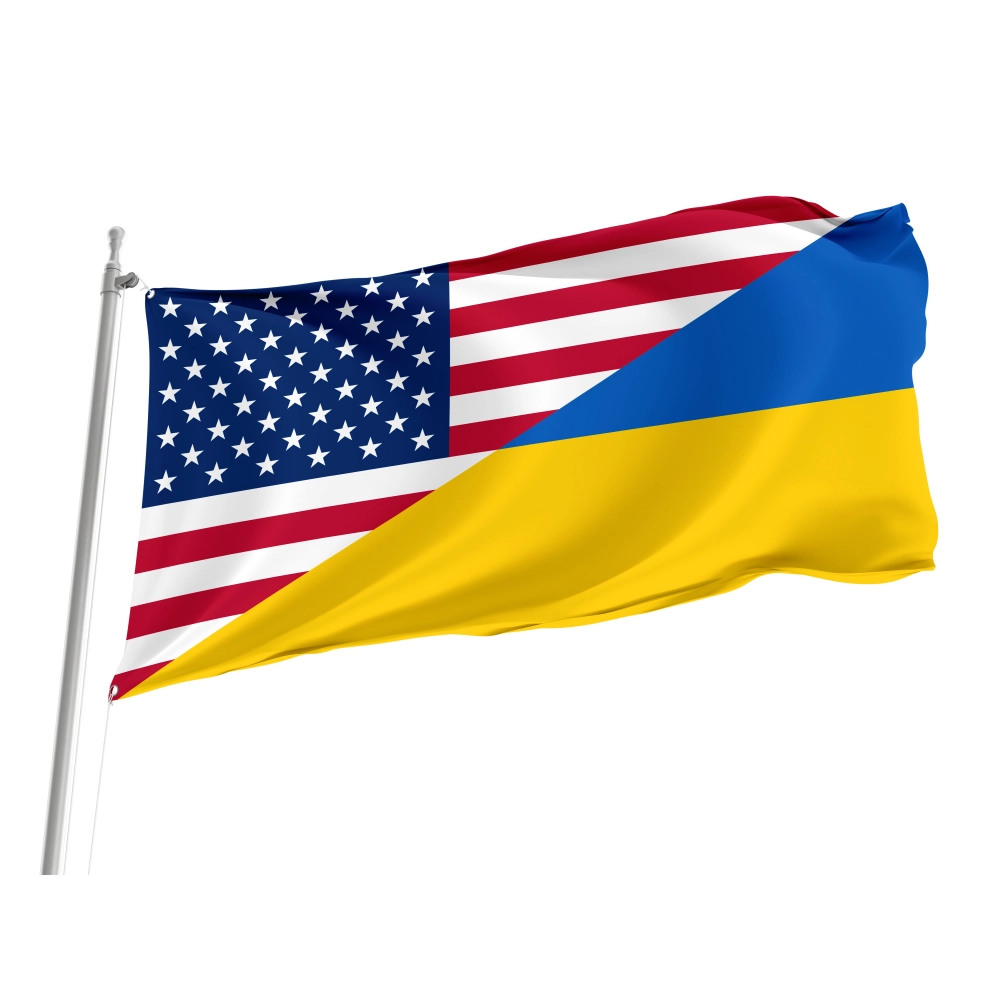 United States and Ukraine Friendship Flag for Indoor & Outdoor Use