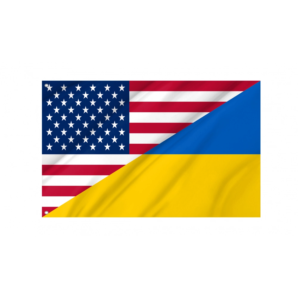 United States and Ukraine Friendship Flag for Indoor & Outdoor Use