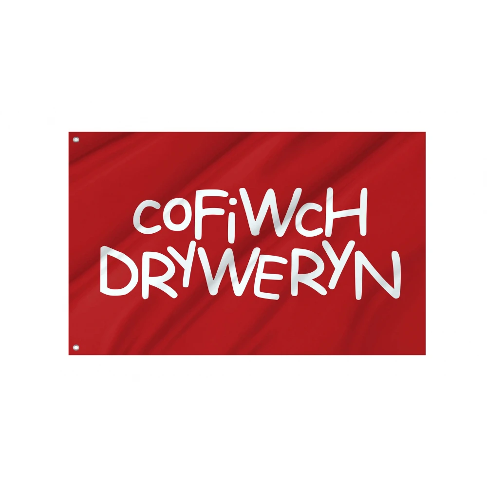Cofiwch Dryweryn Free Wales Flag for Indoor & Outdoor Use