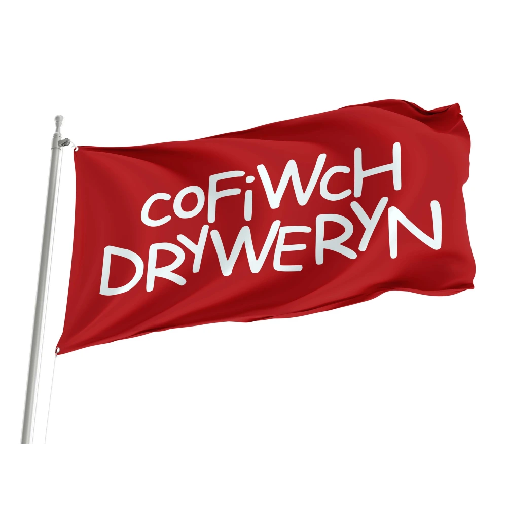 Cofiwch Dryweryn Free Wales Flag for Indoor & Outdoor Use