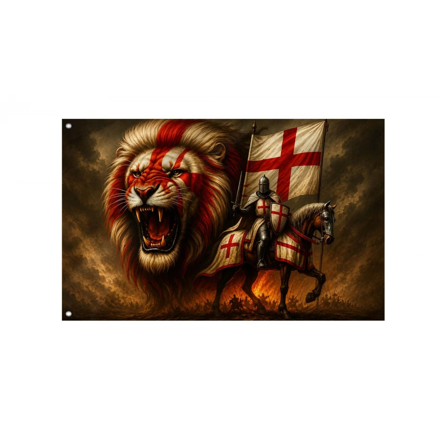 England Patriotic Horse Knight Lion Flag, GBR59