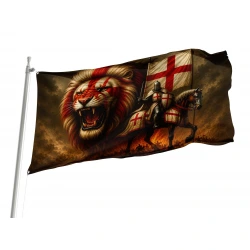 England Patriotic Horse Knight Lion Flag