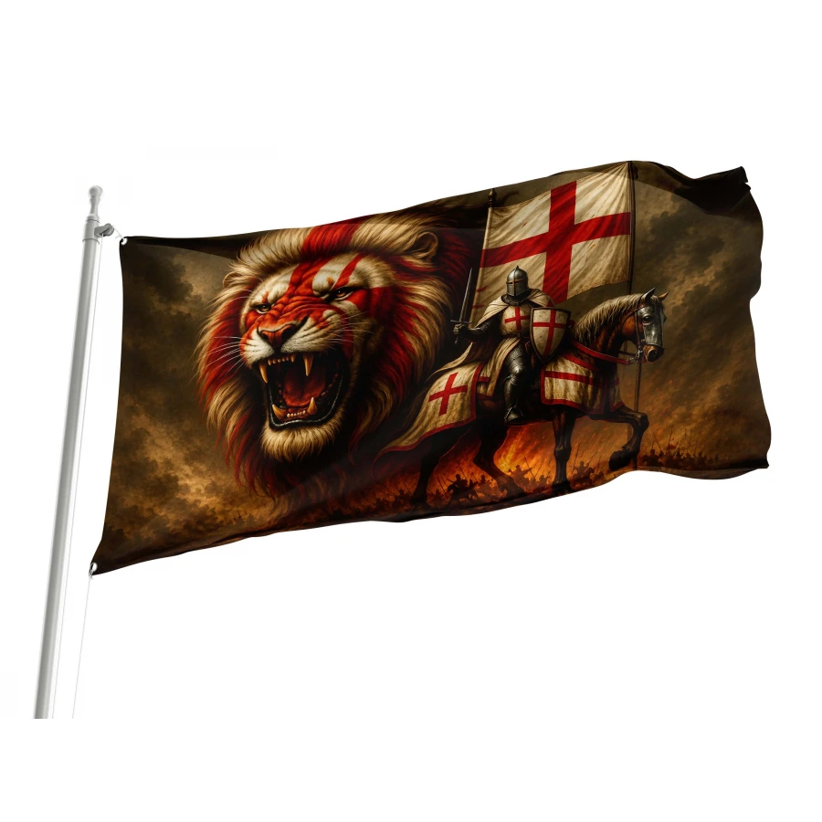 England Patriotic Horse Knight Lion Flag, GBR59