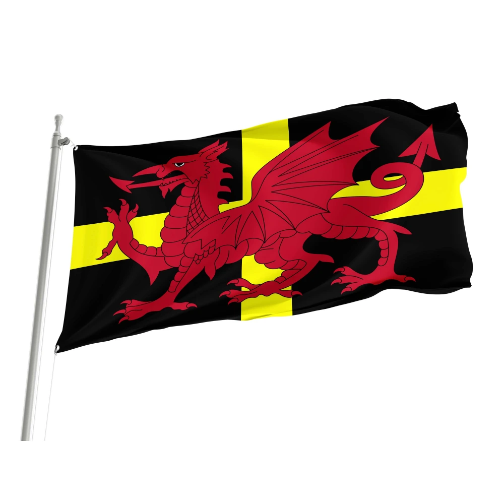 Wales Dragon On St David's Cross Flag