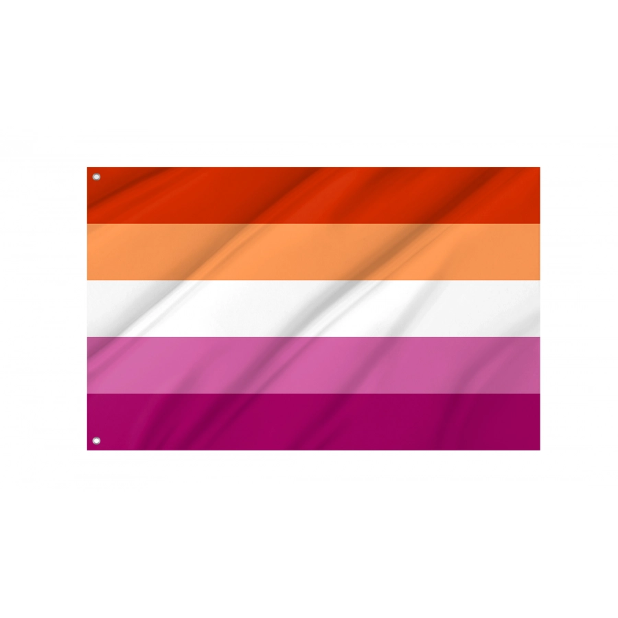 Flag of Winning Orange Pink Lesbian Pride, Unique Design Print, Flags for Indoor & Outdoor Use