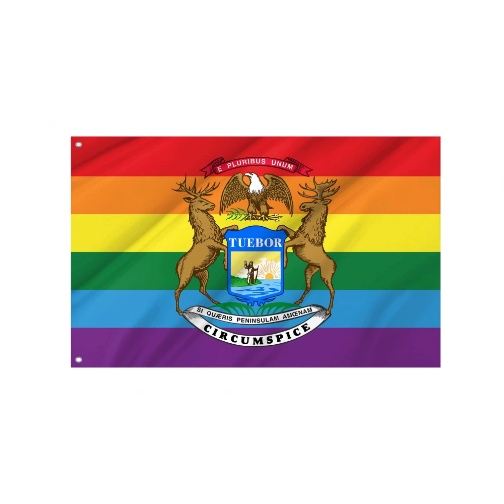 Michigan Rainbow Flag for Indoor & Outdoor Use