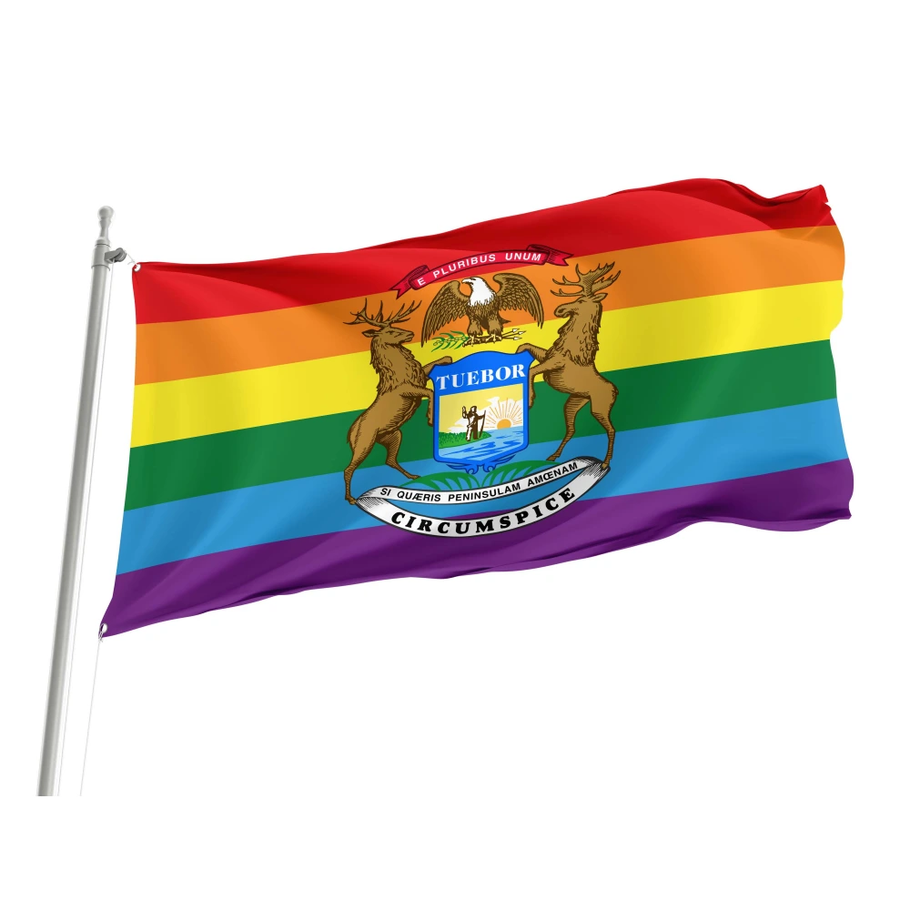 Michigan Rainbow Flag for Indoor & Outdoor Use