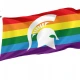 Michigan State Spartan Helmet Rainbow Flag for Indoor & Outdoor Use - Imagine 1