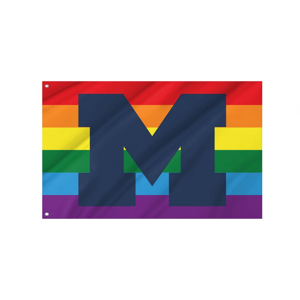 Michigan Wolverines Rainbow Flag for Indoor & Outdoor Use