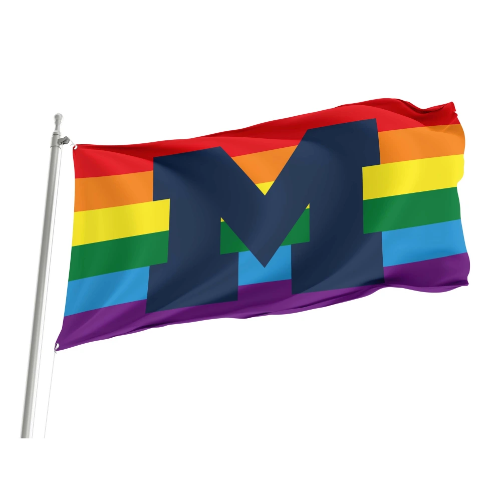Michigan Wolverines Rainbow Flag for Indoor & Outdoor Use
