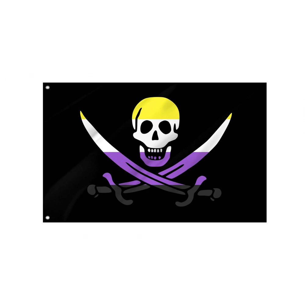 Nonbinary Pride Pirate Flag for Indoor & Outdoor Use