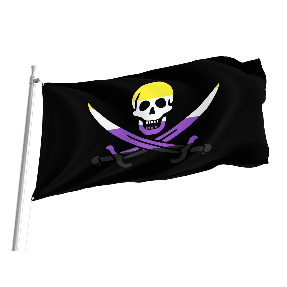 Nonbinary Pride Pirate Flag for Indoor & Outdoor Use